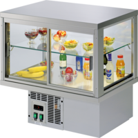 KBS Aufsatzk&uuml;hlvitrine VEU 206, Glasaufbau mit zwei Ebenen und gek&uuml;hlter Auslage f&uuml;r Getr&auml;nke, Kuchen und Snacks.