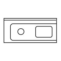 KBS Universal-Zulauftisch mit mittigem Spülbecken und beidseitiger Arbeitsfläche. Linienzeichnung für Gastronomie- oder Spülküchenplanung. KBS Universal-Zulauftisch mit mittigem Spülbecken und beidseitiger Arbeitsfläche. Linienzeichnung für Gastronomie- oder Spülküchenplanung.