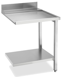 KBS Auslauftisch aus Edelstahl, kompaktes mit hoher Aufkantung und unterem Ablageboden für den Bereich nach der Spülmaschine. KBS Auslauftisch aus Edelstahl, kompaktes mit hoher Aufkantung und unterem Ablageboden für den Bereich nach der Spülmaschine.