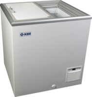 KBS Tiefkühltruhe mit zwei Schiebetüren in geschlossenem Zustand. Ansicht von oben, zeigt klare Linienführung des Gehäuses. KBS Tiefkühltruhe mit zwei Schiebetüren in geschlossenem Zustand. Ansicht von oben, zeigt klare Linienführung des Gehäuses.