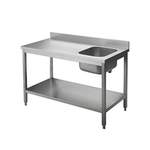 Chef-Tisch mit Aufkantung B 120cm-Becken links - 91810002 - KBS Gastrotechnik