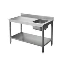 Chef-Tisch mit Aufkantung B 160cm-Becken rechts - 91810005 - KBS Gastrotechnik