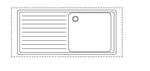 Einschweißbecken 1 Becken und Abtropffläche Breite 116cm, Tiefe 54,5cm - 93013005 - KBS Gastrotechnik