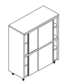 Geschirrschrank mit 4 Schiebetüren Breite 120cm, Tiefe 70cm - 93060048 - KBS Gastrotechnik